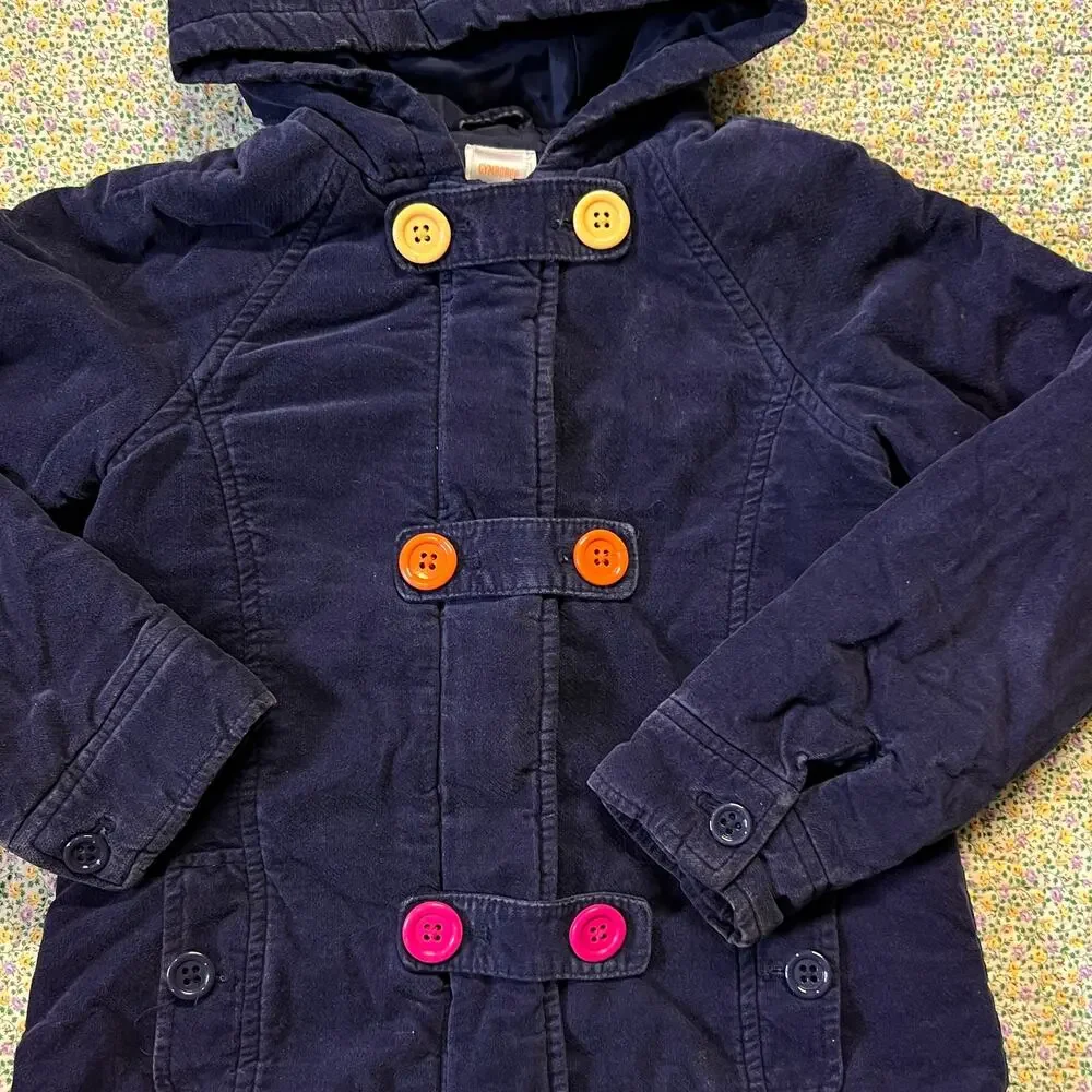 GYMBOREE GIRLS BLUE CORDUROY COAT SIZE 7/8 GUC